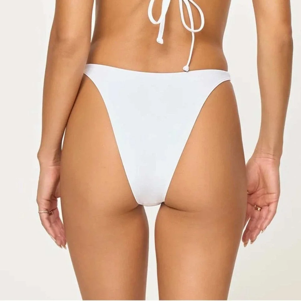 L*Space Rocky Bottom Classic Swim Bottom Women Medium White Beach Resort $88 NWT